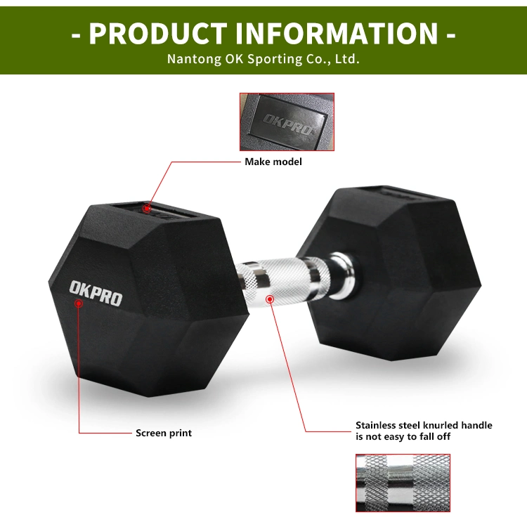 Cross Fitness Black Handle Rubber Hex Dumbbell