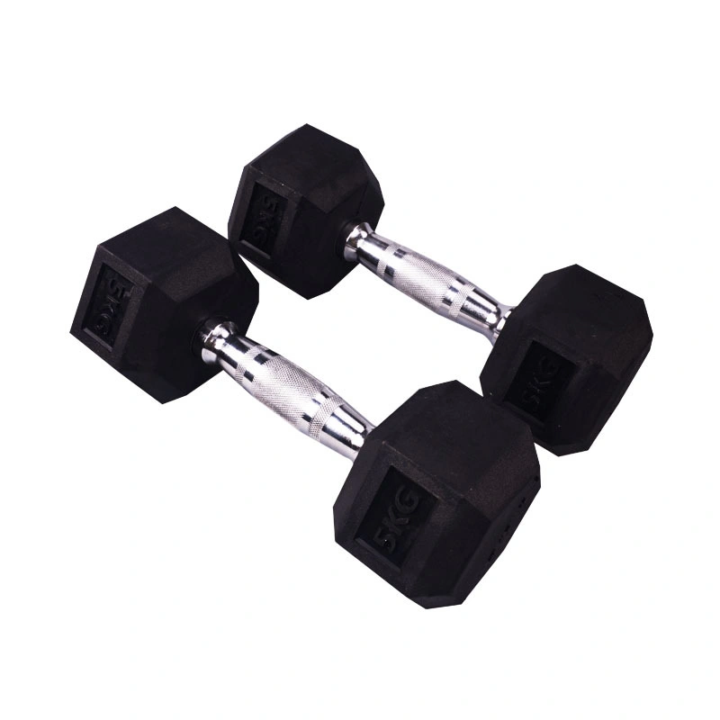 Wholesale Gym Home Fitness Hex Rubber Black Dumbbells Set