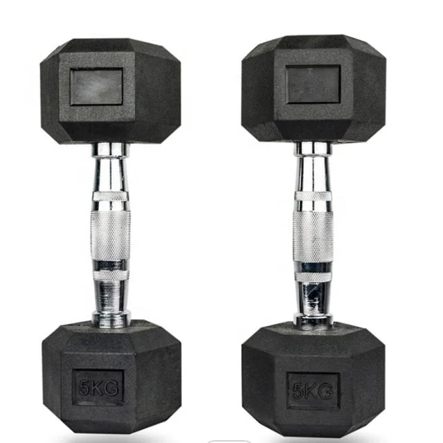 Rubber Encased Hex Dumbbell Set Free Weights Cast Iron Hexagon Dumbbells