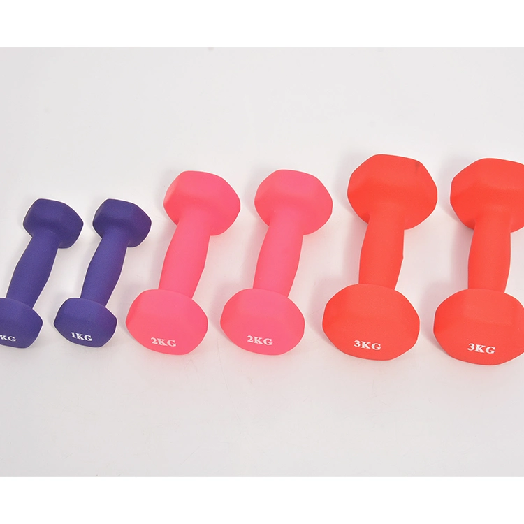 Hot Sale Colorful Home Fitness Gym Weights Cast Iron Matt Kg Women Hex Wholesale Neoprene Dumbbell, Neoprene Workout Dumbbell