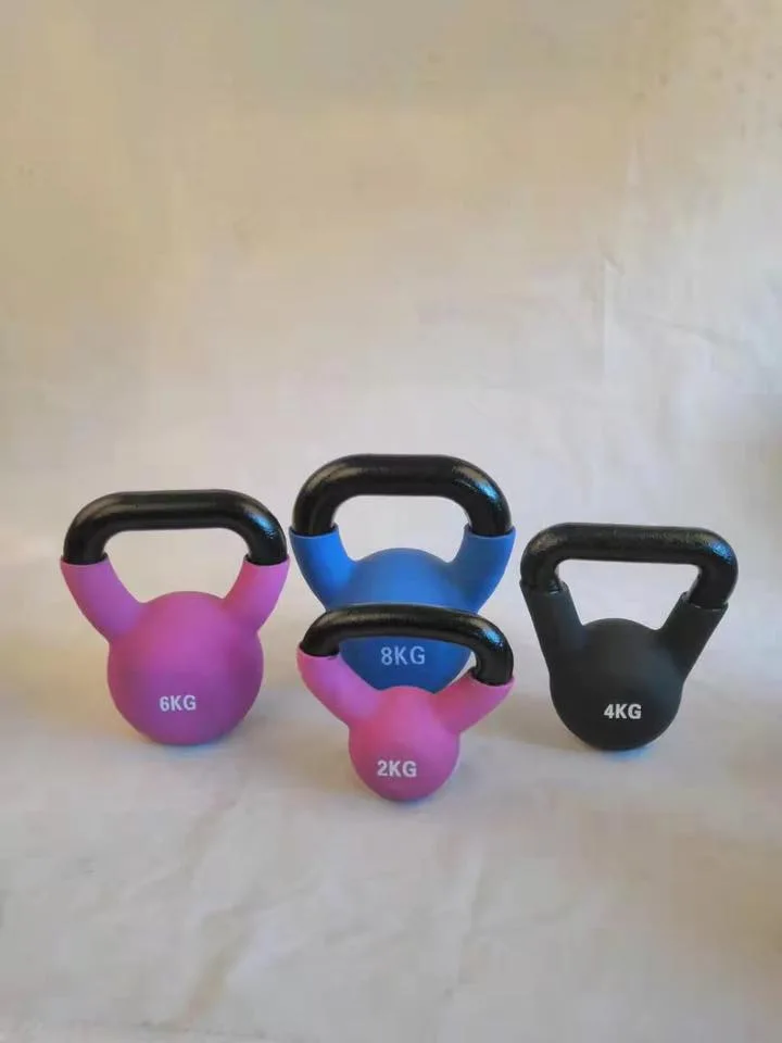 Home Gym Fitness Lifting Equipment Cast Iron Colorful Dipping Vinyl Kettlebell