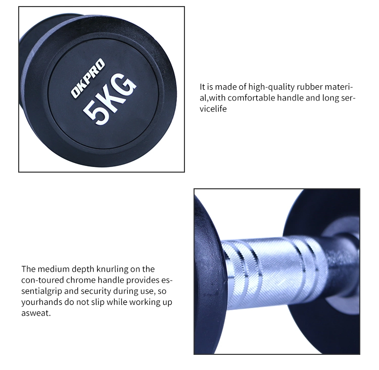 New Design Free Weights Fitness Rubber Dumbbell for Home Gym Use