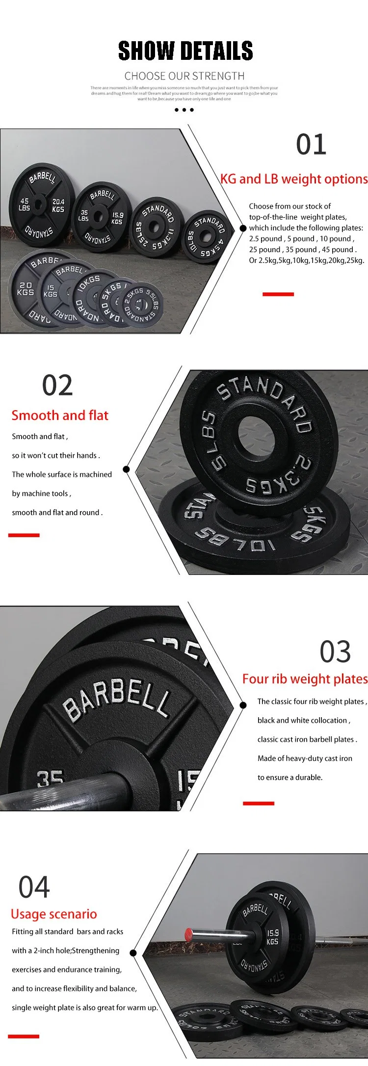 Cheap Price Fitness Body Building Gym Equipment 45lb Barbell Plates Standard Cast Iron Barbell Weight Plates