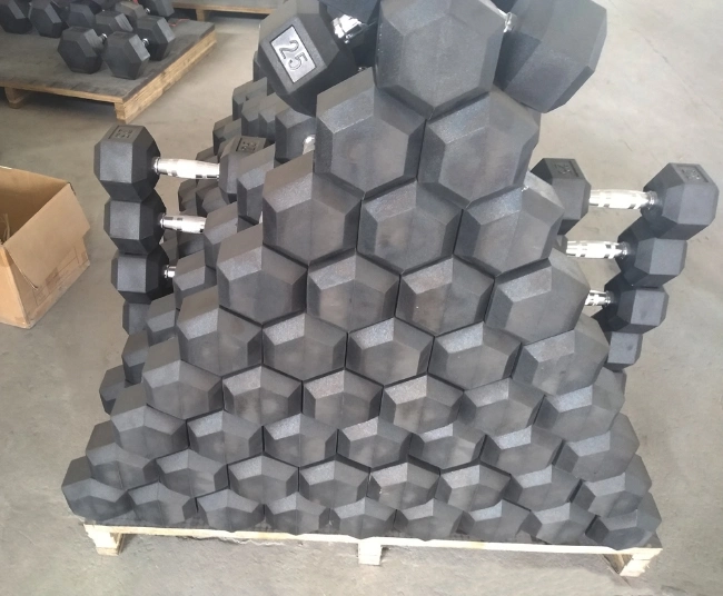 Home Gym Set Hexagon Fitness Rubber Coated Dumbbells