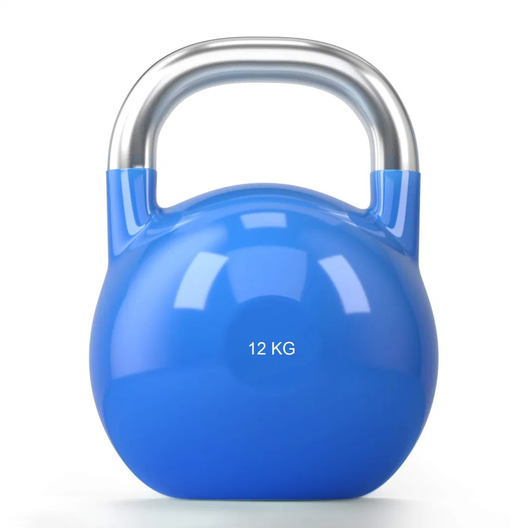Amazon Hot Sale 4-30kg Powder Casted Steel Competition Kettlebell Home Colorful Woman Use Dumbell/Kettlebells with Rack