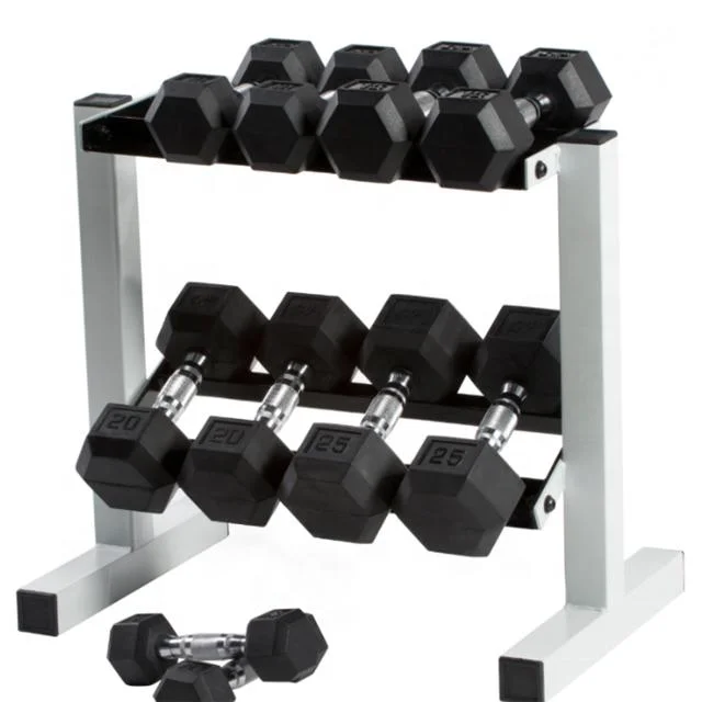Rubber Encased Hex Dumbbell Set Free Weights Cast Iron Hexagon Dumbbells
