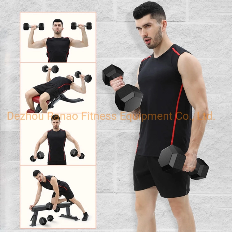 Factory Cheap Kg and Lb Customized Competition Gym Equipment Commercial Fitness Sporting Goods Dumbbell Set Dumbbells Free Weight Hexagonal Rubber Hex Dumbbell