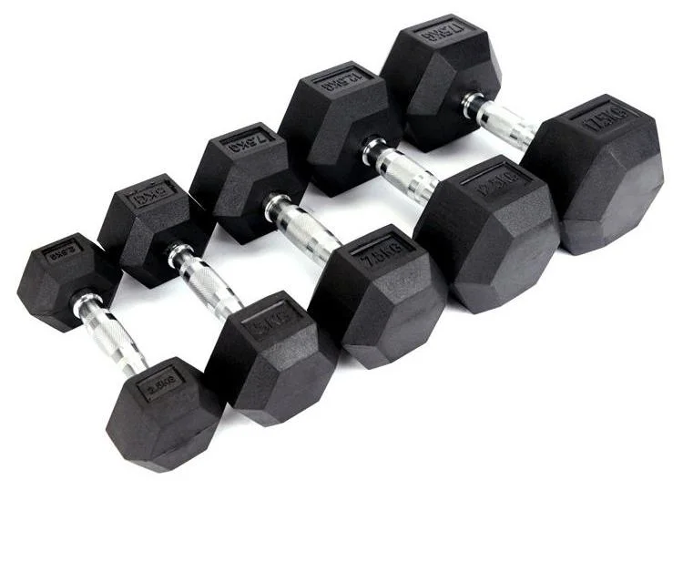 Wholesale Private Label Black Rubber Adjustable Hex Dumbbell Set