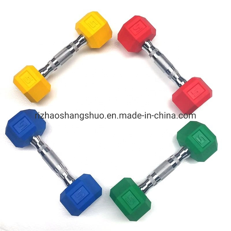 Color Rubber Coated Hex Dumbbell Weights Dumbbells for Gym Training