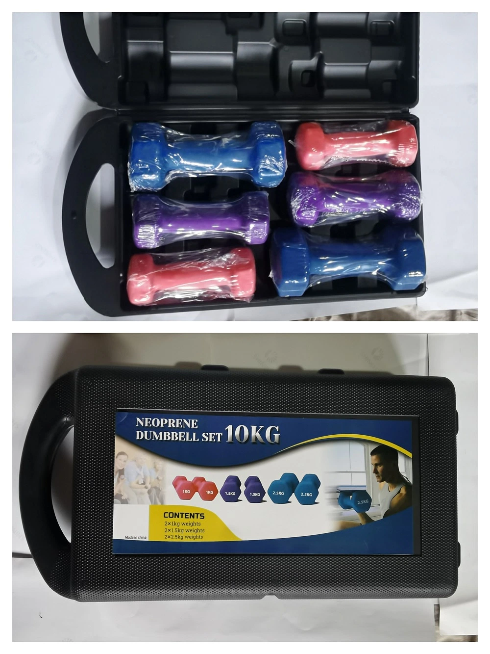 Best Seller Colorful Neoprene Vinyl Dumbbell Set 6kg 8kg 10kg and 12kg