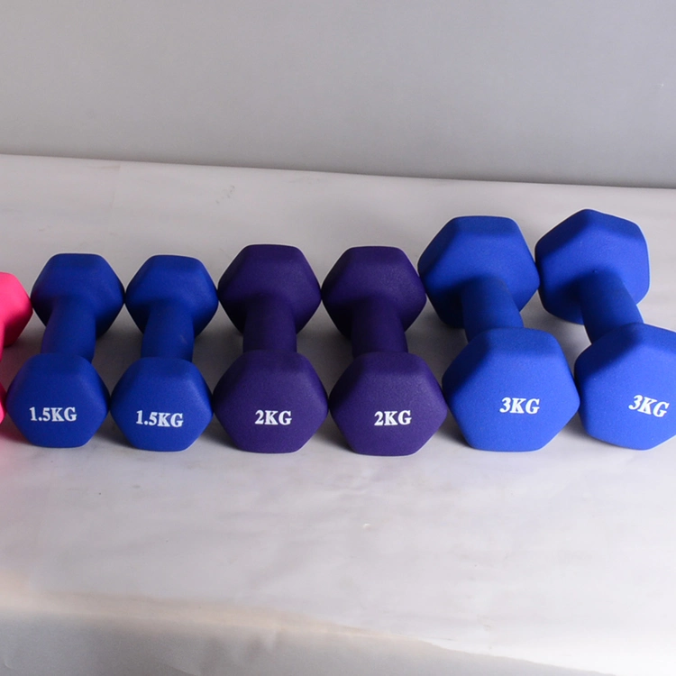 Hot Sale Colorful Home Fitness Gym Weights Cast Iron Matt Kg Women Hex Wholesale Neoprene Dumbbell, Neoprene Workout Dumbbell