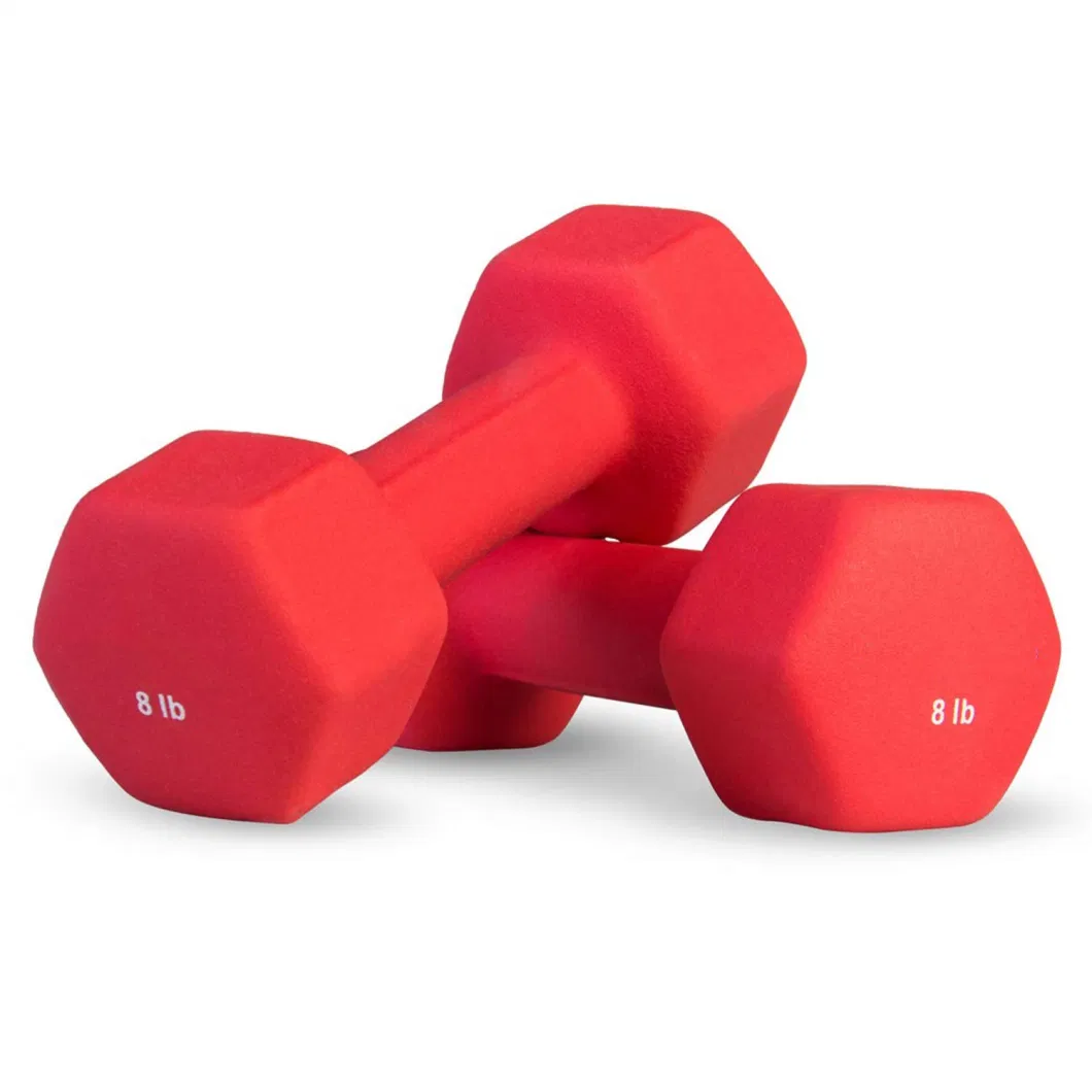 Quality Exercise Equipment Dumbles Weight Lifting Dumbbells Free Weights Pesas Neoprene Coated Mancuerna Gym Hexagonal Dumbells