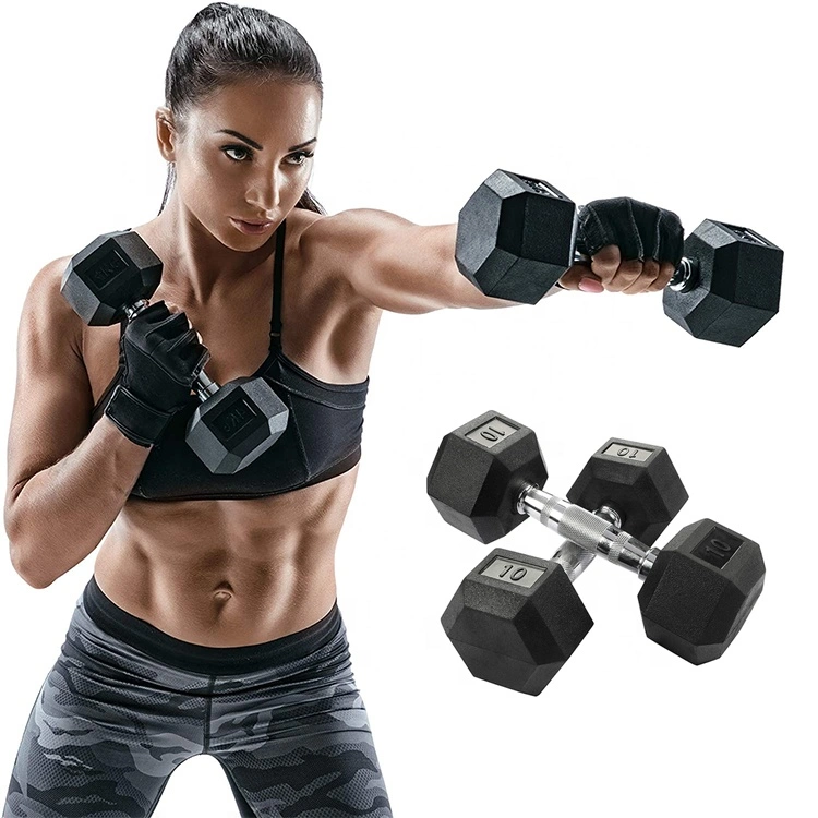 Wholesale Hex Dumbbell Rubber Dumbbell Cross Fitness Dumbbell Set