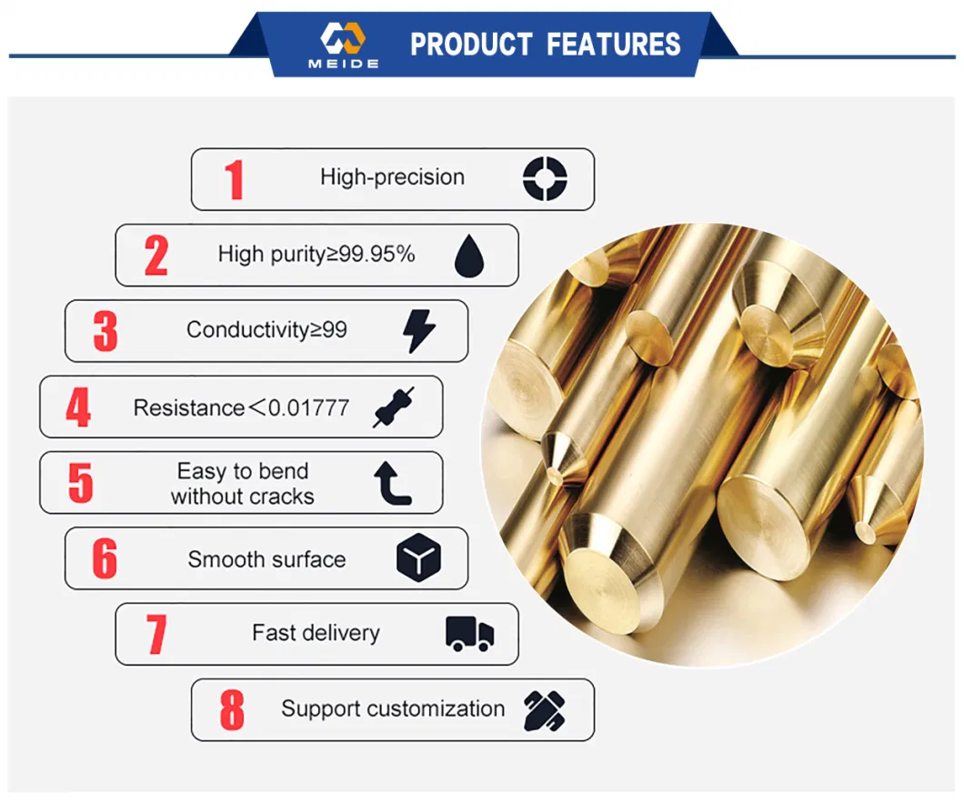 C11000 Copper Nickel Round Flat Alloy Rod Square Bar Bending Weight Price Per Kg