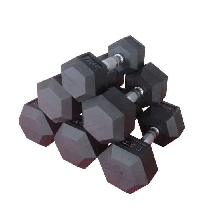 Wholesale Private Label Black Rubber Adjustable Hex Dumbbell Set