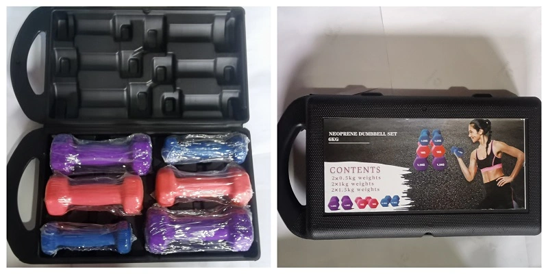 Best Seller Colorful Neoprene Vinyl Dumbbell Set 6kg 8kg 10kg and 12kg