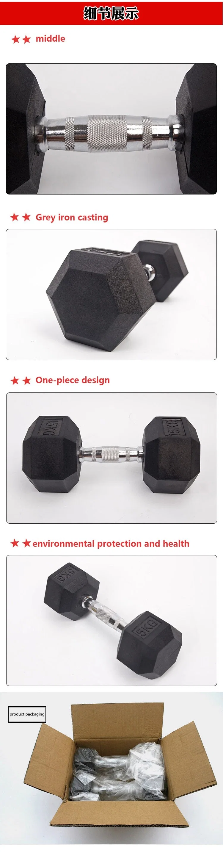 Wholesale Private Label Black Rubber Adjustable Hex Dumbbell Set