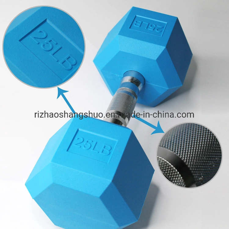 Manufacturer Gym Equipment Weight Lifting Wholesale Kg Lb Pound Color Hex Rubber Dumbbell