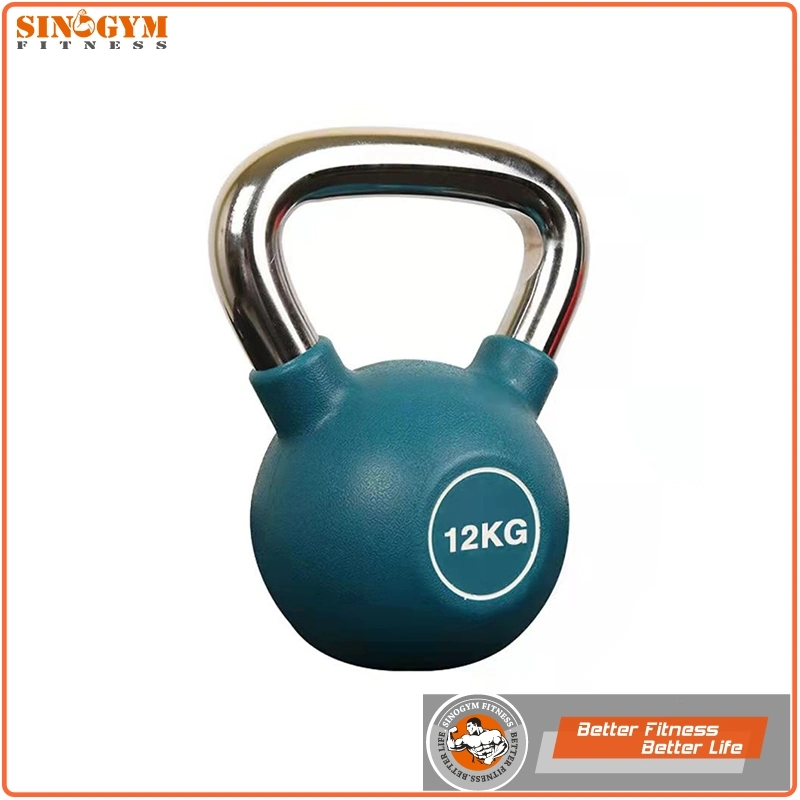 Color PU Urethane Kettlebell with Chromed Handle