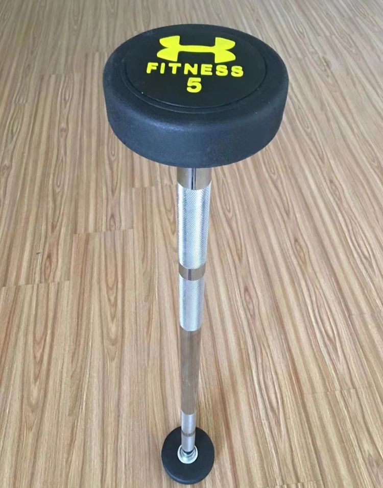 OEM Rubber or PU Gym Weightlifting Bar Curl or Straight Chrome Fixed Handle Dumbbell Barbell Set