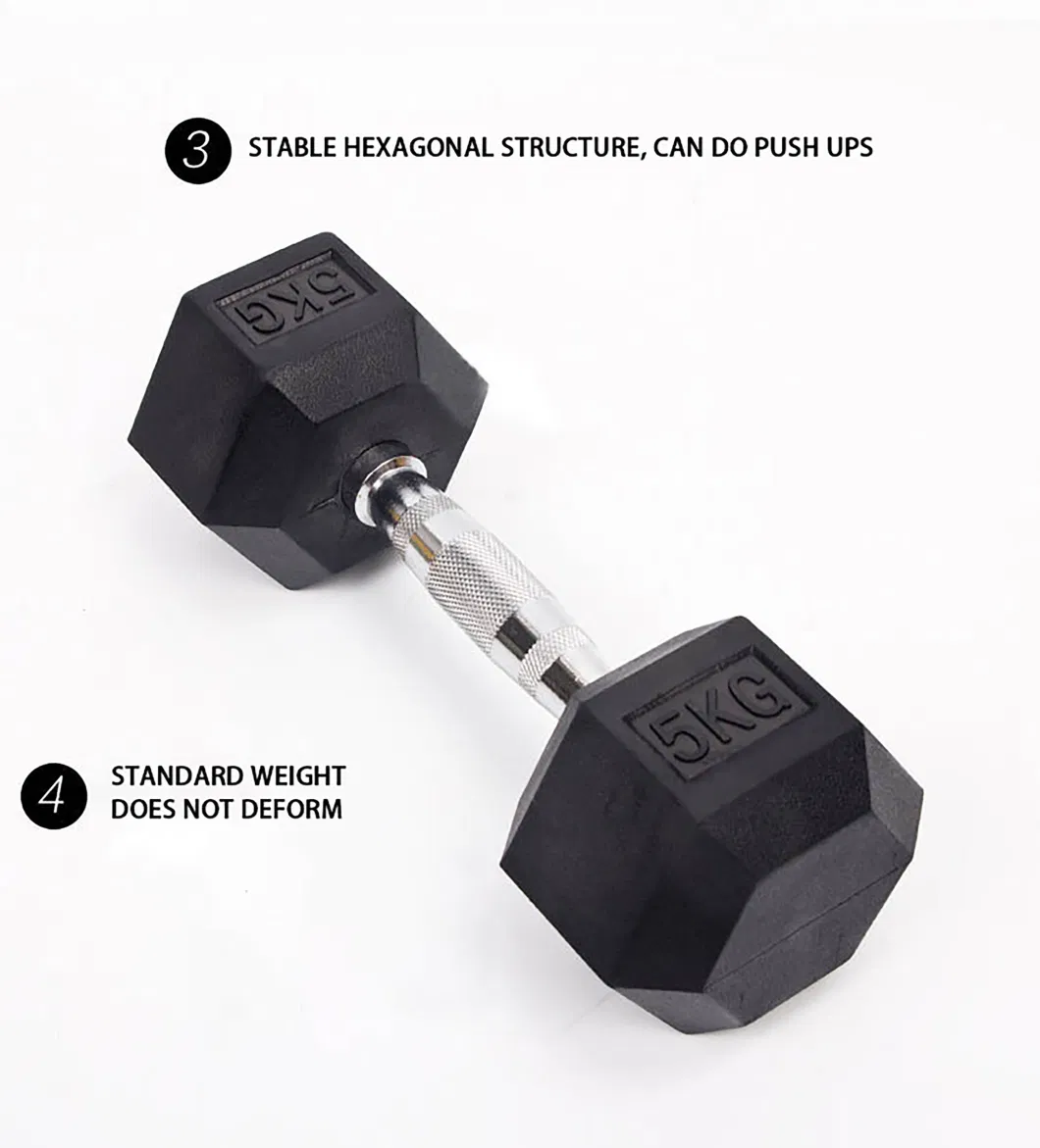 Factory Price Rubber Custom Chrome Arc Handle Rubber Hex Dumbbells Cast Iron Hexagon Dumbbells