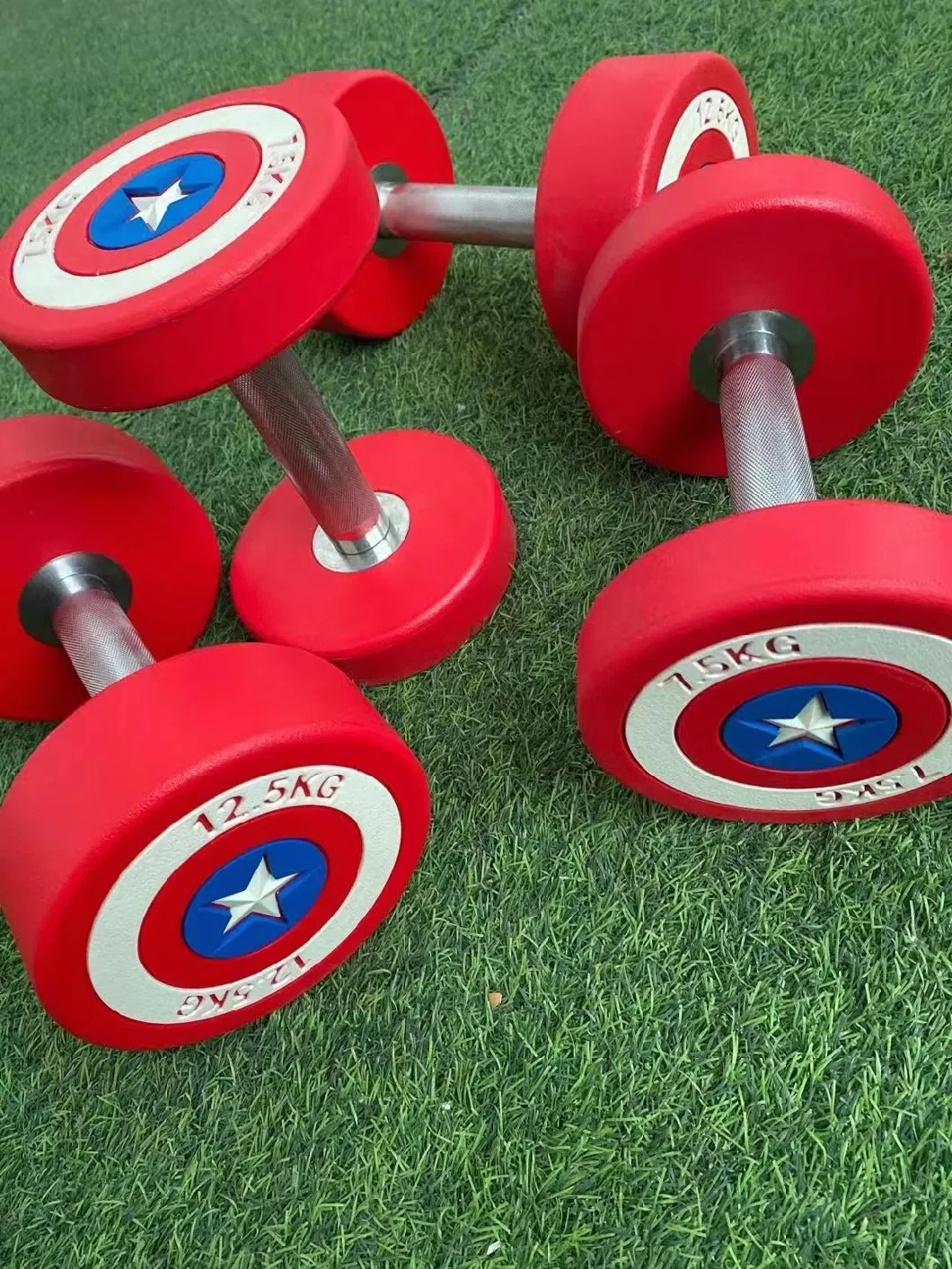 Odorless Captain Fitness PU Dumbbells Round Head Free Weights