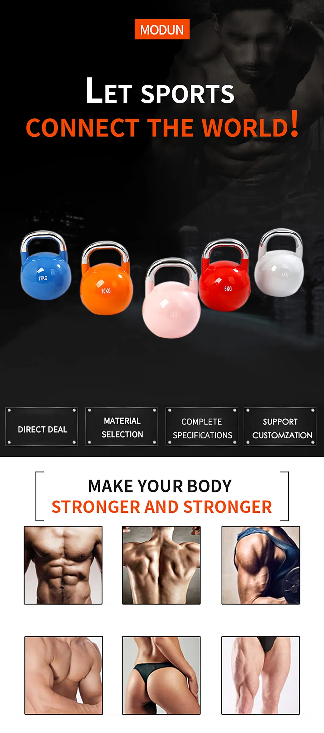Durable Unisex Custom Logo Competition Kettlebell Gym Fitness Weight Lifting Use Colored Steel Kettlebell
