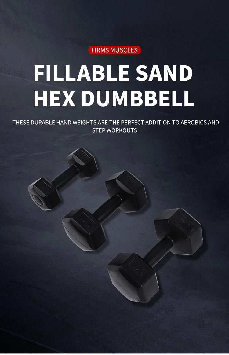 High Quality Hexagon Plastic Sand Filled Cement Dumbbell for Workout Training