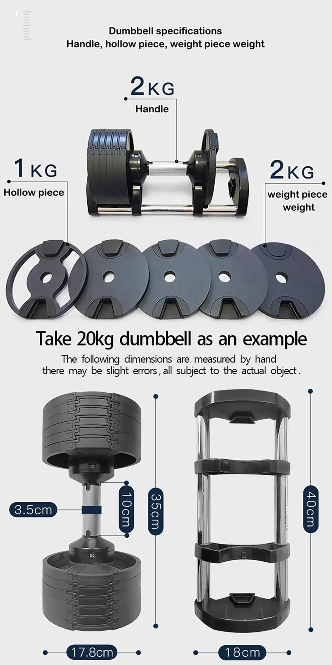 Hot Sale Cast Iron Adjustable Dumbbell Set Gym Free Weights Adjustable Dumbbell