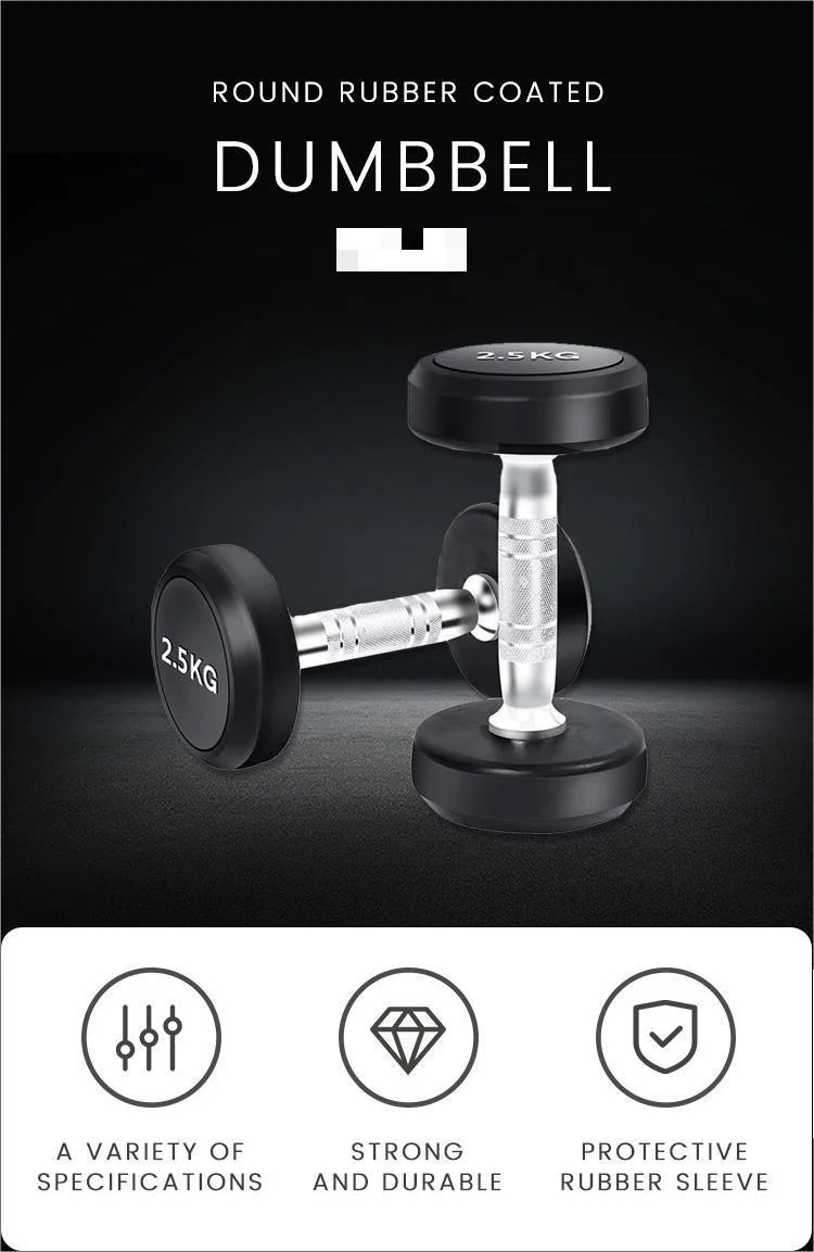 Low Price Commercial Fitness Equipment Fixed Rubber Dumbbell Round Dumbbell for Body Building Training