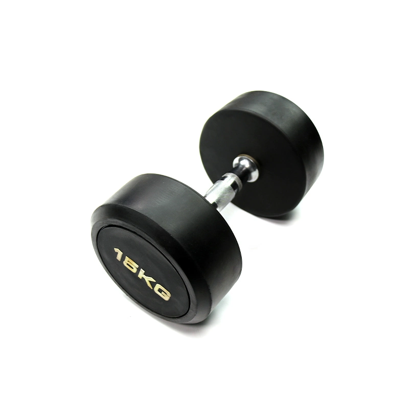 High Quality Black Rubber Coated Round Dumbbell