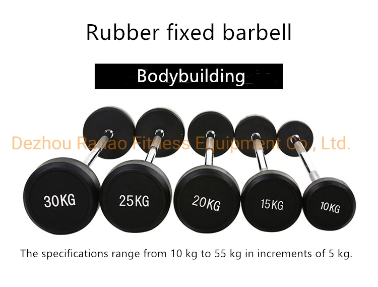 Wholesale Rubber/PU Gym Weightlifting Bar Curl/ Straight Chrome Handle Fixed Barbell Dumbbell Set