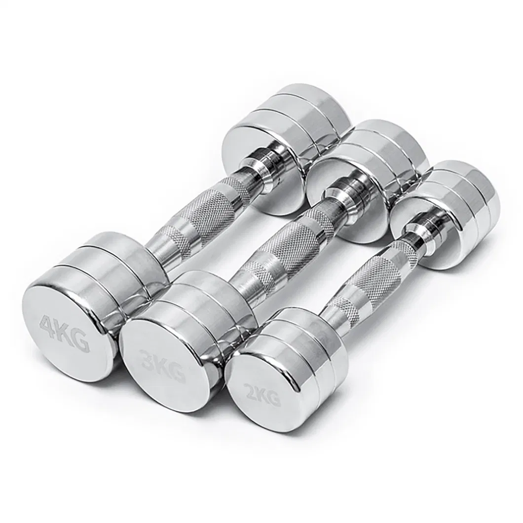 Hot Sale Home Gym Equipment Fitness Electroplating 1-10kg Sliver Pure Steel Small Dumbbell