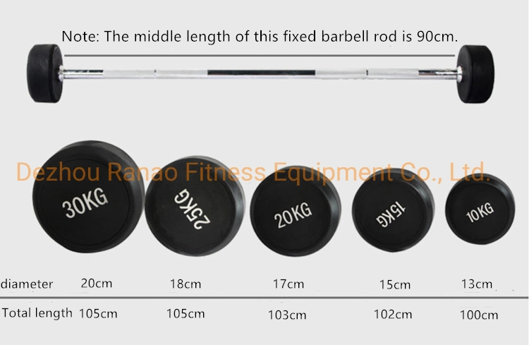 Wholesale Rubber/PU Gym Weightlifting Bar Curl/ Straight Chrome Handle Fixed Barbell Dumbbell Set