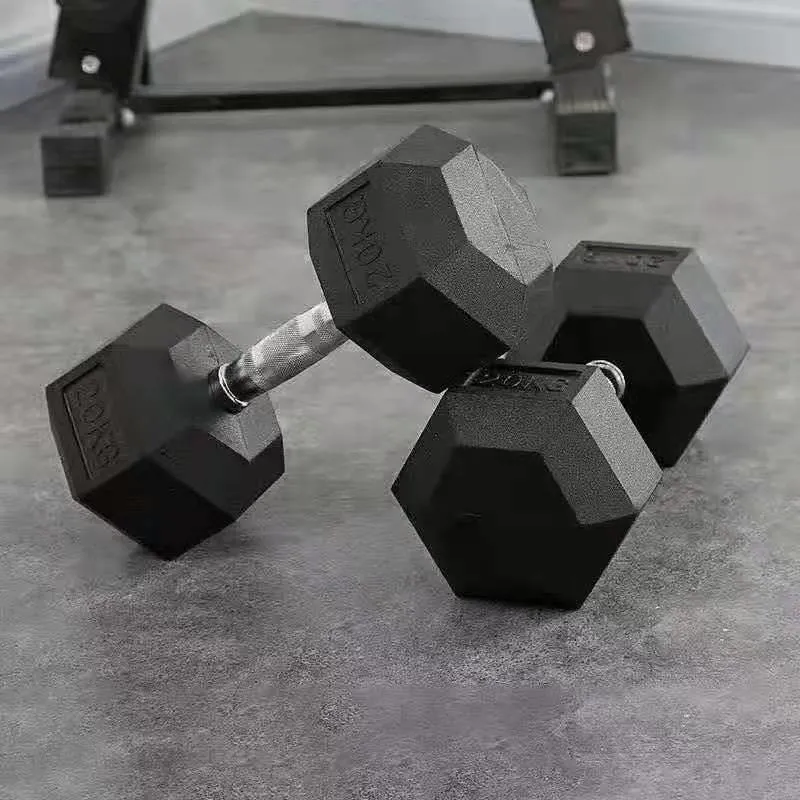 Dezhou Factory Wholesale Hex Dumbbell Cast Iron 1kg 110lb Rubber Hexagon Dumbbell Set