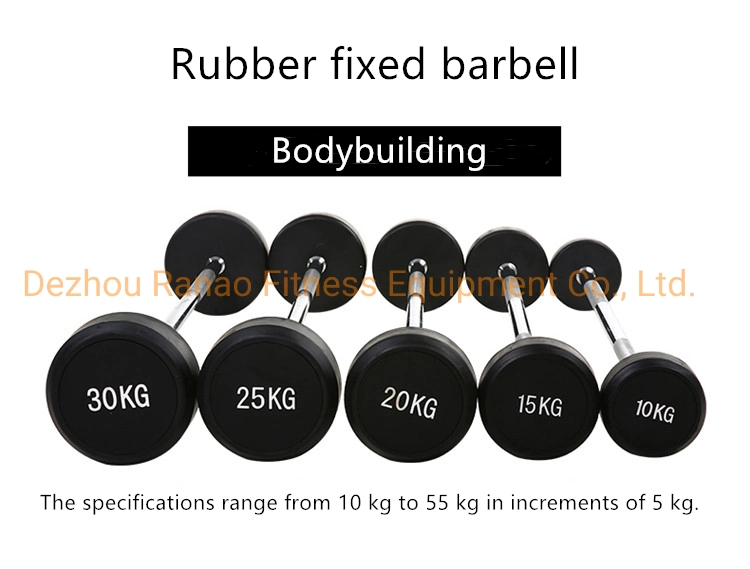 OEM Rubber or PU Gym Weightlifting Bar Curl or Straight Chrome Fixed Handle Dumbbell Barbell Set