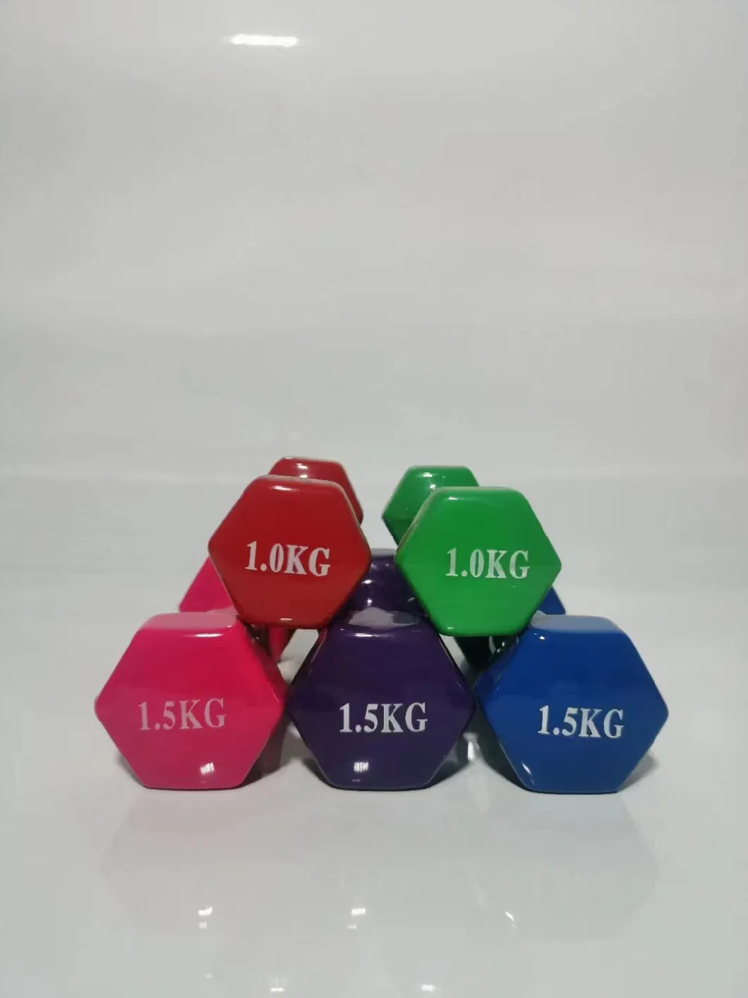 Gym Equipment Fitness Small 1kg -10kg Adjustable Colorful Pink Neoprene Coated Hex Dumbbell Set for Sale