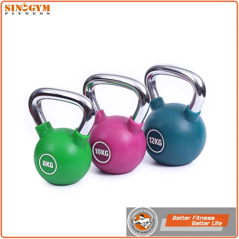 Color PU Urethane Kettlebell with Chromed Handle