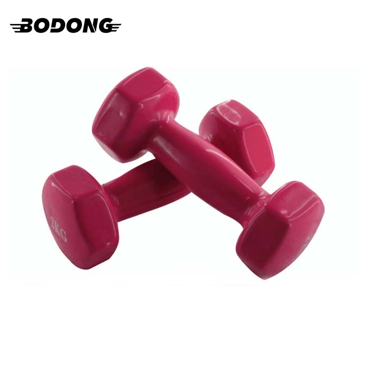 Wholesale Colorful Hex Vinyl Dumbbell Neoprene Coated Dumbbell Weight Lifting Rubber Dumbbell Set Power Training Dumbbell Gym Dumbbell