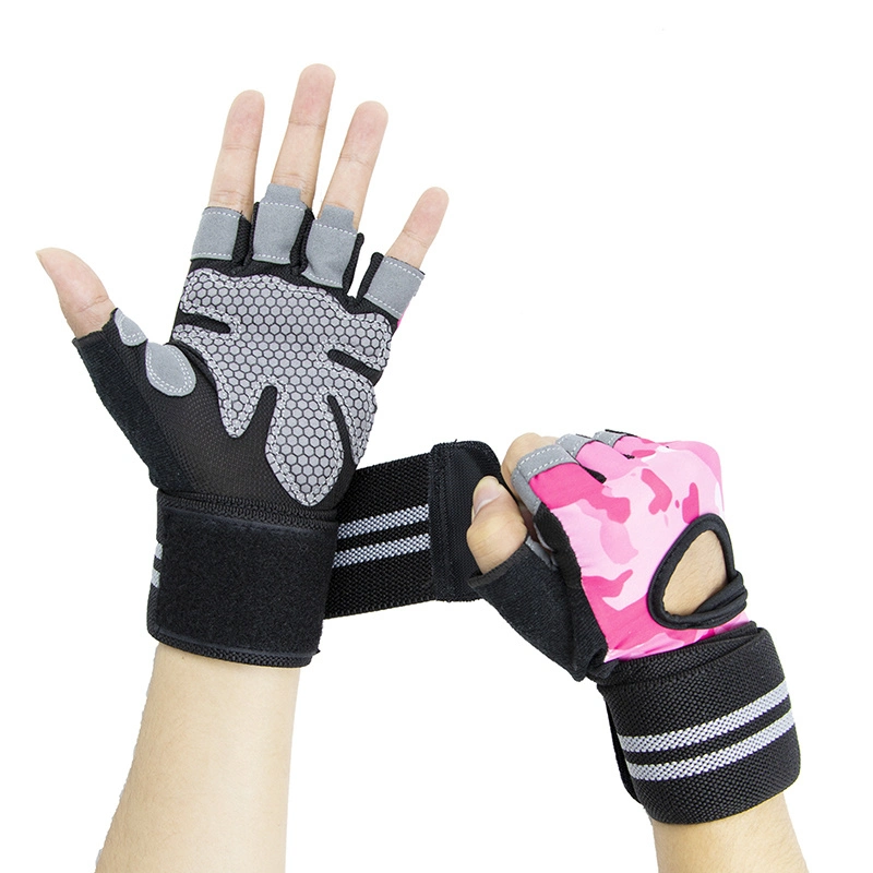 Bodybuilding Training Gloves Silicone Non-Slip Gloves Half Finger Fitness Weight Lifting Bl15576