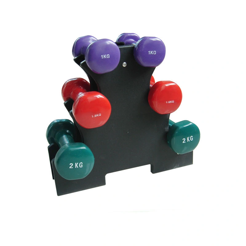 Jogging Vinyl Coated Dumbbell Set with Rack for Gym