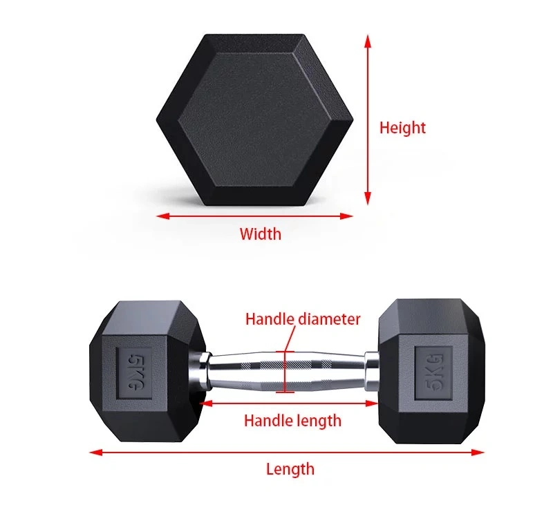 Fast Delivery Fitness Gym Exercise Black Rubber Hex Dumbbell