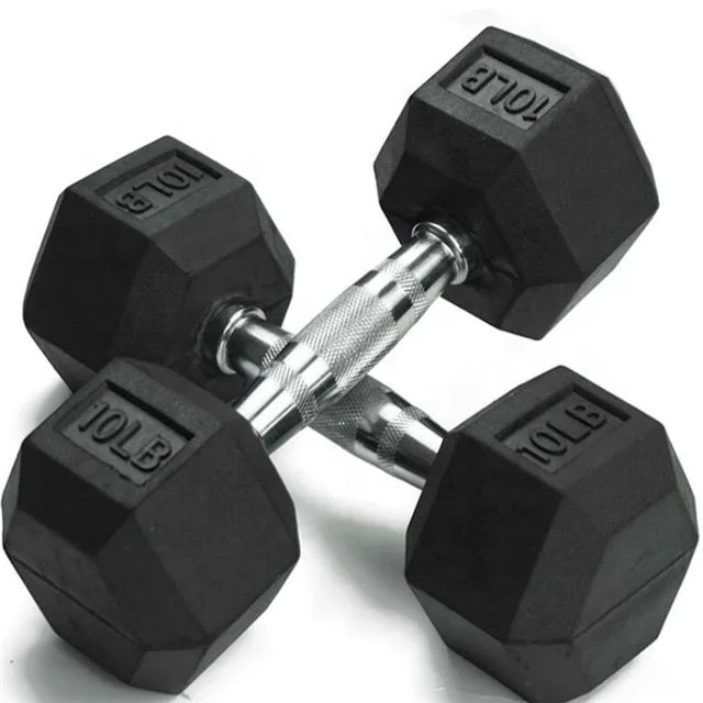 Rubber Encased Hex Dumbbell Set Free Weights Cast Iron Hexagon Dumbbells