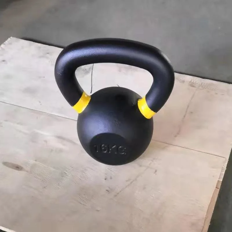 Black Cast Iron Kettlebell with Colour Rings