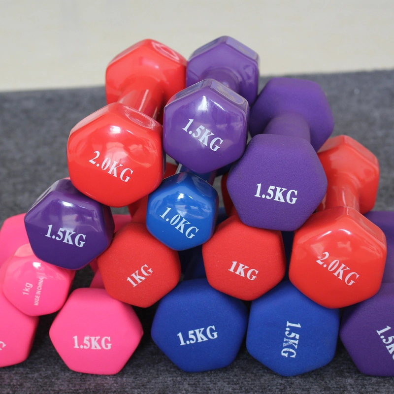 Gym Exercise Color Cast Iron Dumbbell Set Women Use Vinyl PVC Neoprene Dipping Dumbbell Cheap Gym Mancuernas Dumbbell