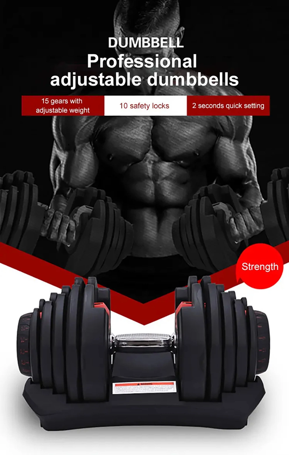 40kg Adjustable Dumbbells Set Exercise &amp; Fitness Fast Adjust Weight for Full Body