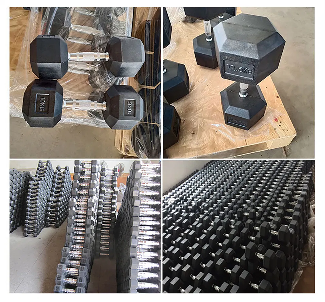 Factory Price Rubber Custom Chrome Arc Handle Rubber Hex Dumbbells Cast Iron Hexagon Dumbbells