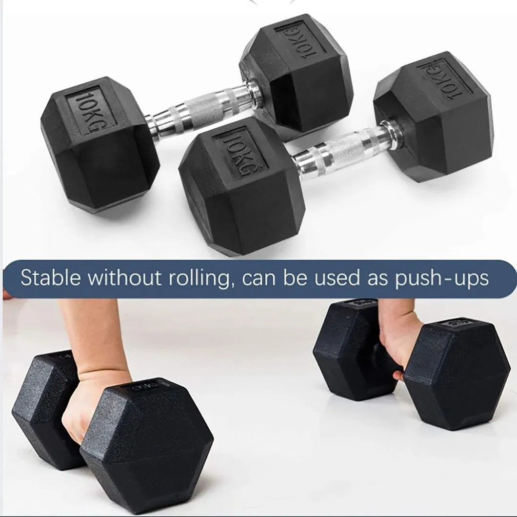 Factory Price Rubber Custom Chrome Arc Handle Rubber Hex Dumbbells Cast Iron Hexagon Dumbbells