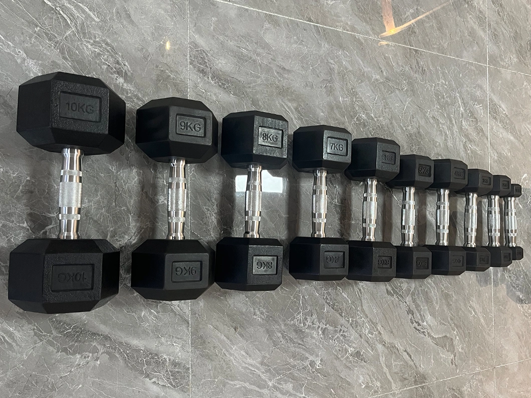 Customizable Iron Hexagon Dumbbell Set Commercial Gym Fitness Equipment Rubber Coated Dumbbell