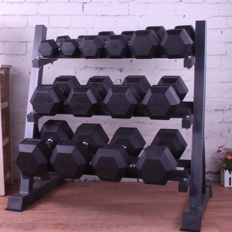 Gym Fitness Body Building Factory Wholesale Price Manufacture Weight Lifting Gym Equipment Strength Power Training Gym Dumbbell Hex Rubber Dumbbells